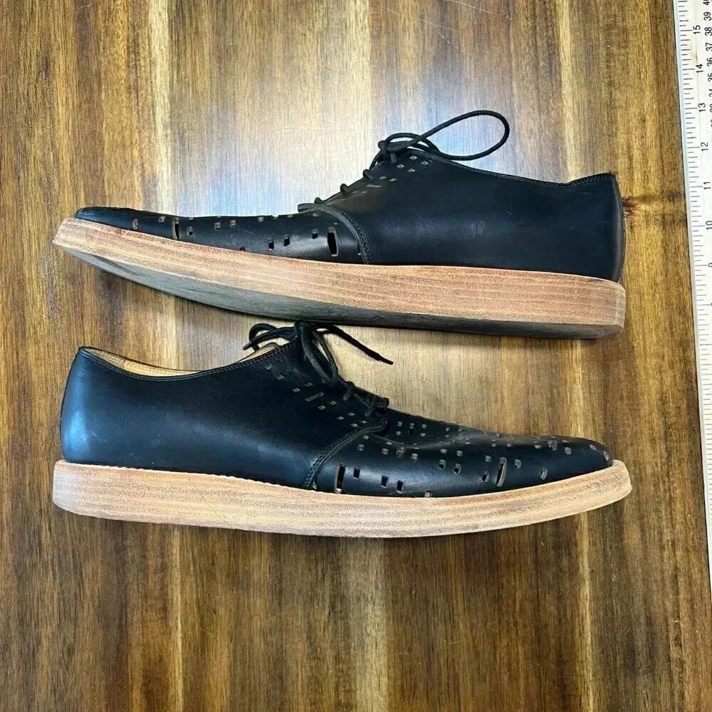 Marc Jacobs Handmade In Italy Leather Perforated Dress Shoes Black Mens 11 - Picture 2 of 8
